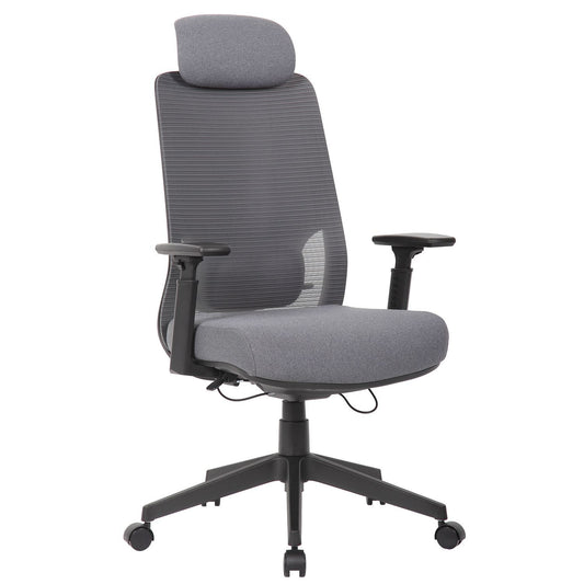 High Back Breathable Ergonomic Office Chair With Adjustable Headrest & 5D Armrest, Height Adjustable Swivel - Antique Gray