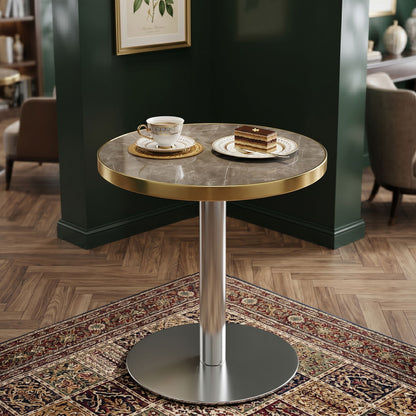 Round Bistro Table, Compact For Kitchen - Gray / Gold / Silver