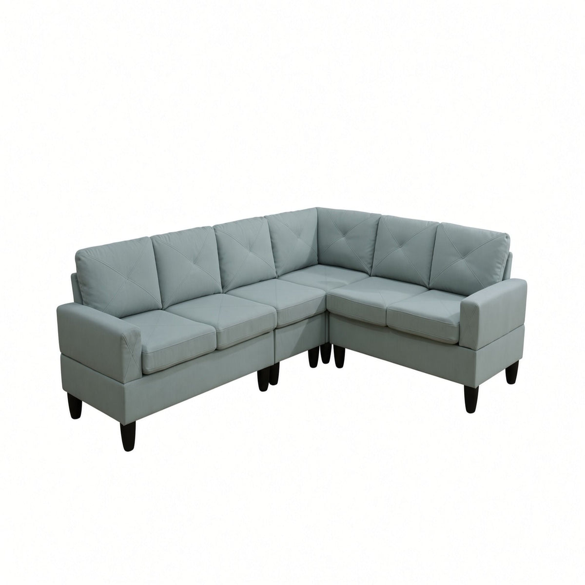 Modular L - Shaped Sectional Sofa 6 Seater 4 Piece, Couch With Chaise - Green