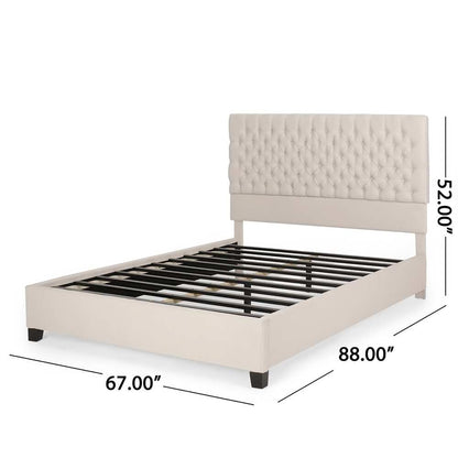 Cumulus - Fully Upholstered Fabric Queen Bed Set - Ivory