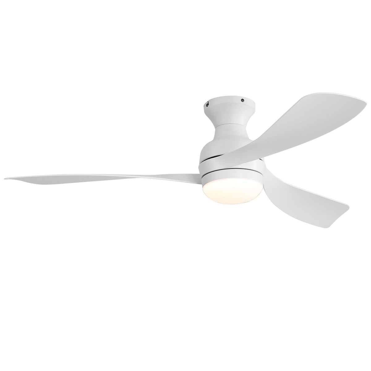 52" Low Profile Ceiling Fan With Lights, Quiet Reversible DC Motor, Dimmable LED, 3 Blades - White