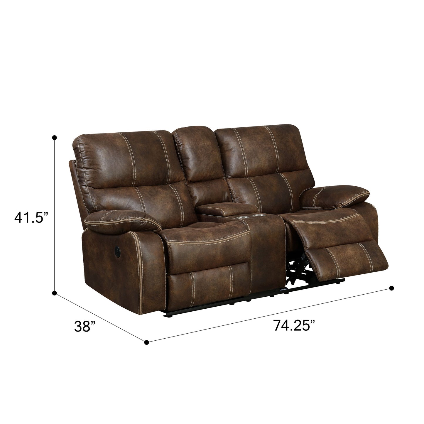 Power Reclining Loveseat - Brown - Fabric
