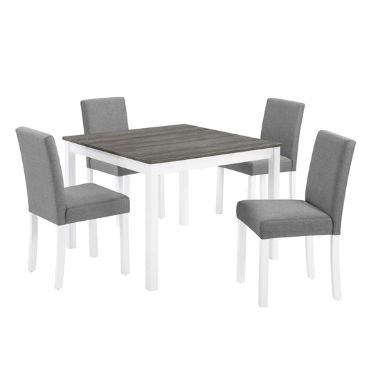 5 Piece Dining Table Set With 4 Chairs For Kitchen - Gray / White