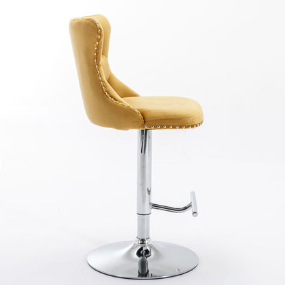 Swivel Barstools Adjusatble Seat Height From 25-33", Modern Upholstered Base Bar Stools With Backs Comfortable Tufted For Home Pub And Kitchen Island (Set of 2)