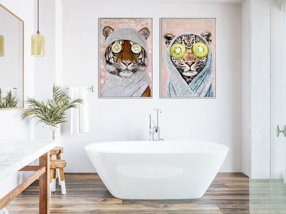 Spa Retreat II Hand-Embellished Canvas With Rocks In Frame - Pink / Blue