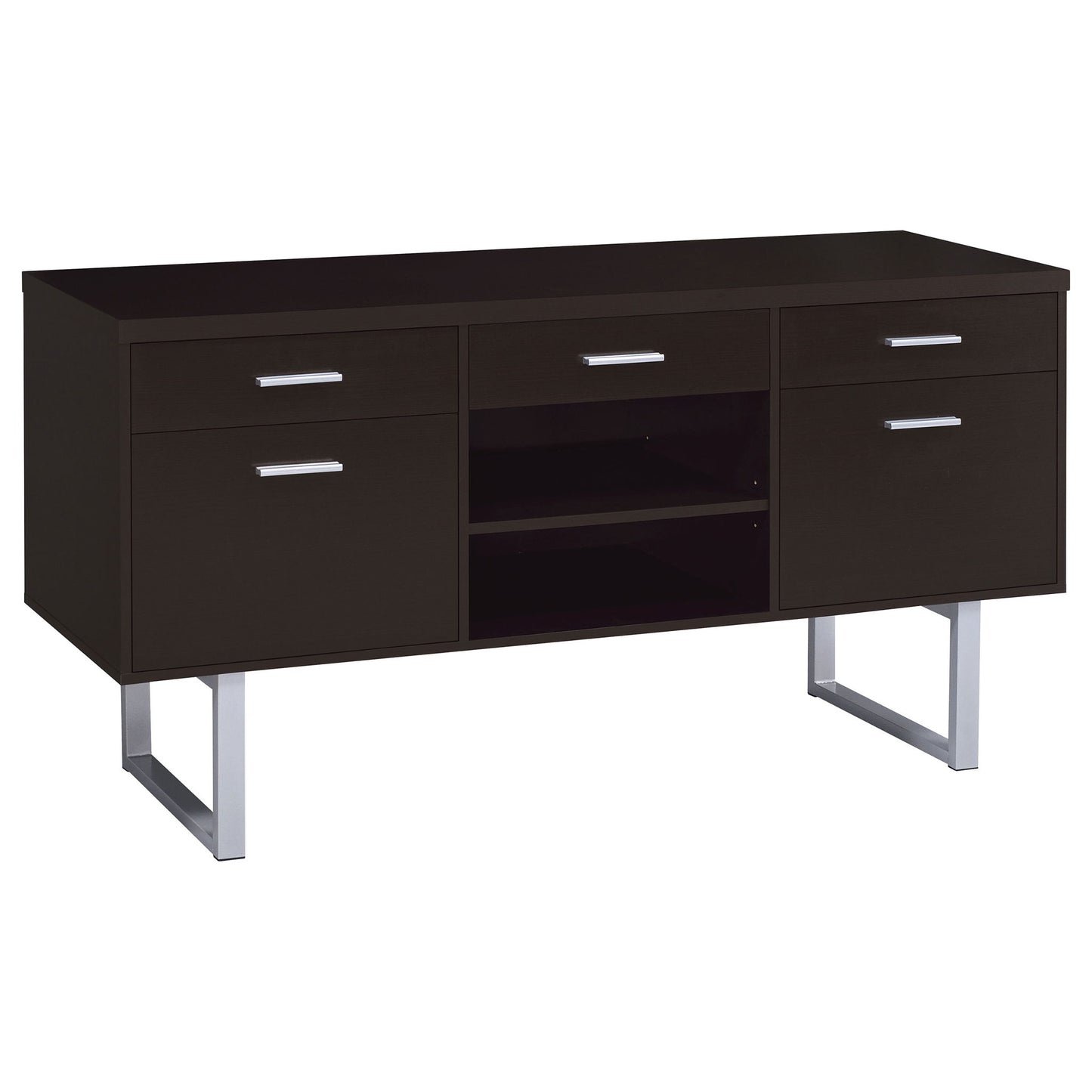 5 Drawer Credenza With Open Shelving - Cappuccino