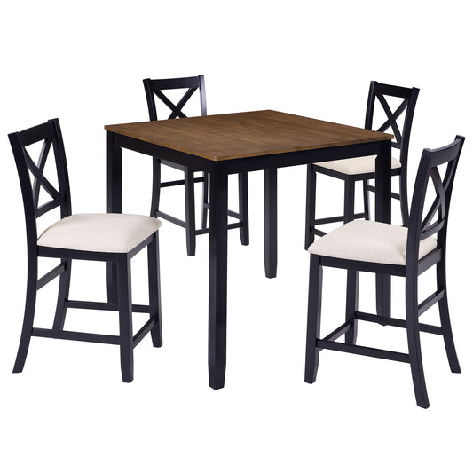 5 Piece Counter Height Dining Table Set With 4 Chairs