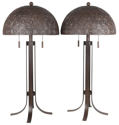 Bronze Tapestry - 28 X 14 - Metal Table Lamp (Set of 2) - Antique Bronze