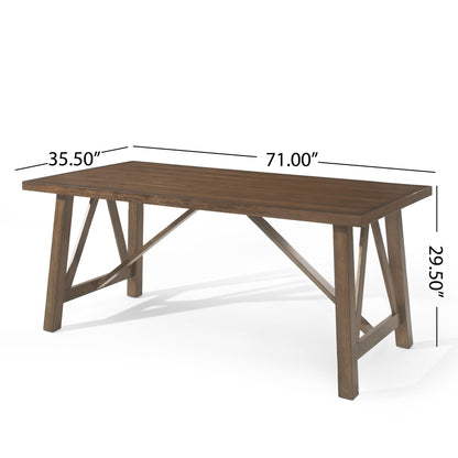Farmhouse Style Dining Table With Wood Like Top