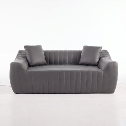 Oversized 2 Seater Loveseat With 2 Decor Throw Pillows, Deep Seat Sofa For Living Rooms