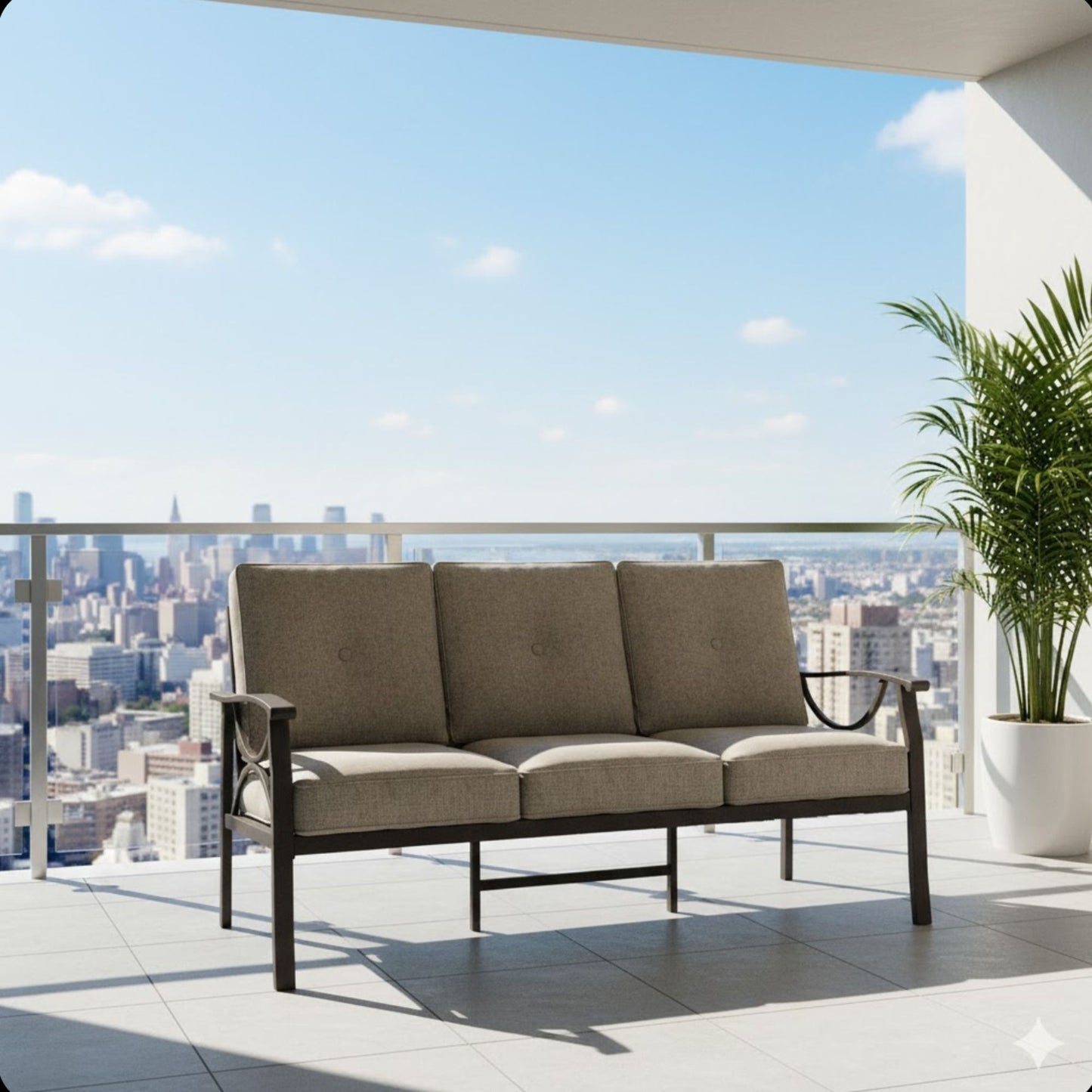 All-Weather 3 Seat Patio Sofa With Cushions