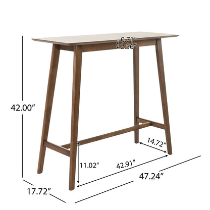 Bar Height Dining Table With Splayed Legs And Elongated Rectangular Top