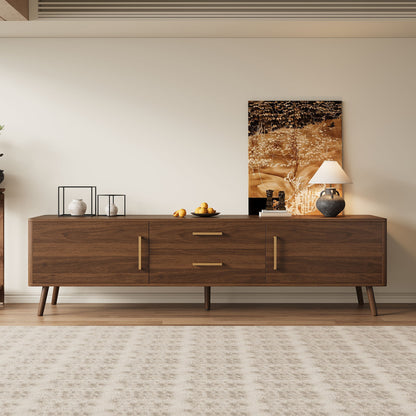 70" TV Stand With Storage Drawers And Cabinets For TVs Up To 80" - Walnut