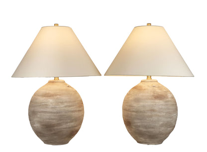 Rustic Sphere Ceramic Table Lamp (Set of 2) - Natural Bisque