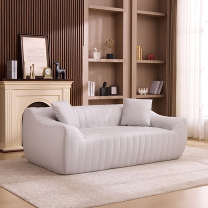 Oversized 2 Seater Loveseat With 2 Decor Throw Pillows, Deep Seat Sofa For Living Rooms