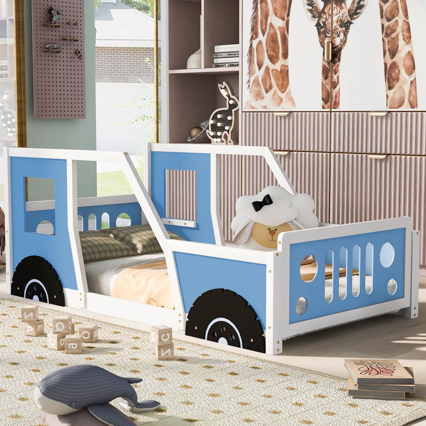 Classic Car Shaped Platform Bed With Wheels