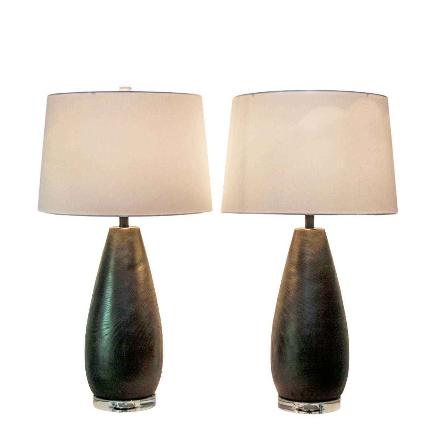 Obsidian Drift Concrete & Crystal Table Lamp (Set of 2) - Black Grain Concrete / Clear Crystal