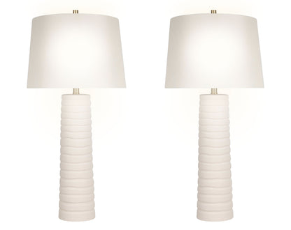 "Calming Flow" Ceramic Table Lamp (Set of 2) - Textured White