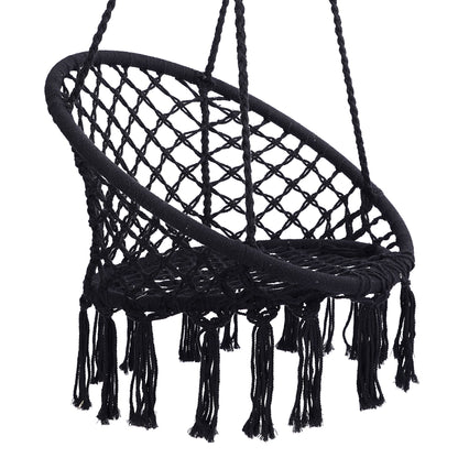 Macrame Hanging Hammock Chair, Rope Swing For Indoor And Outdoor Use