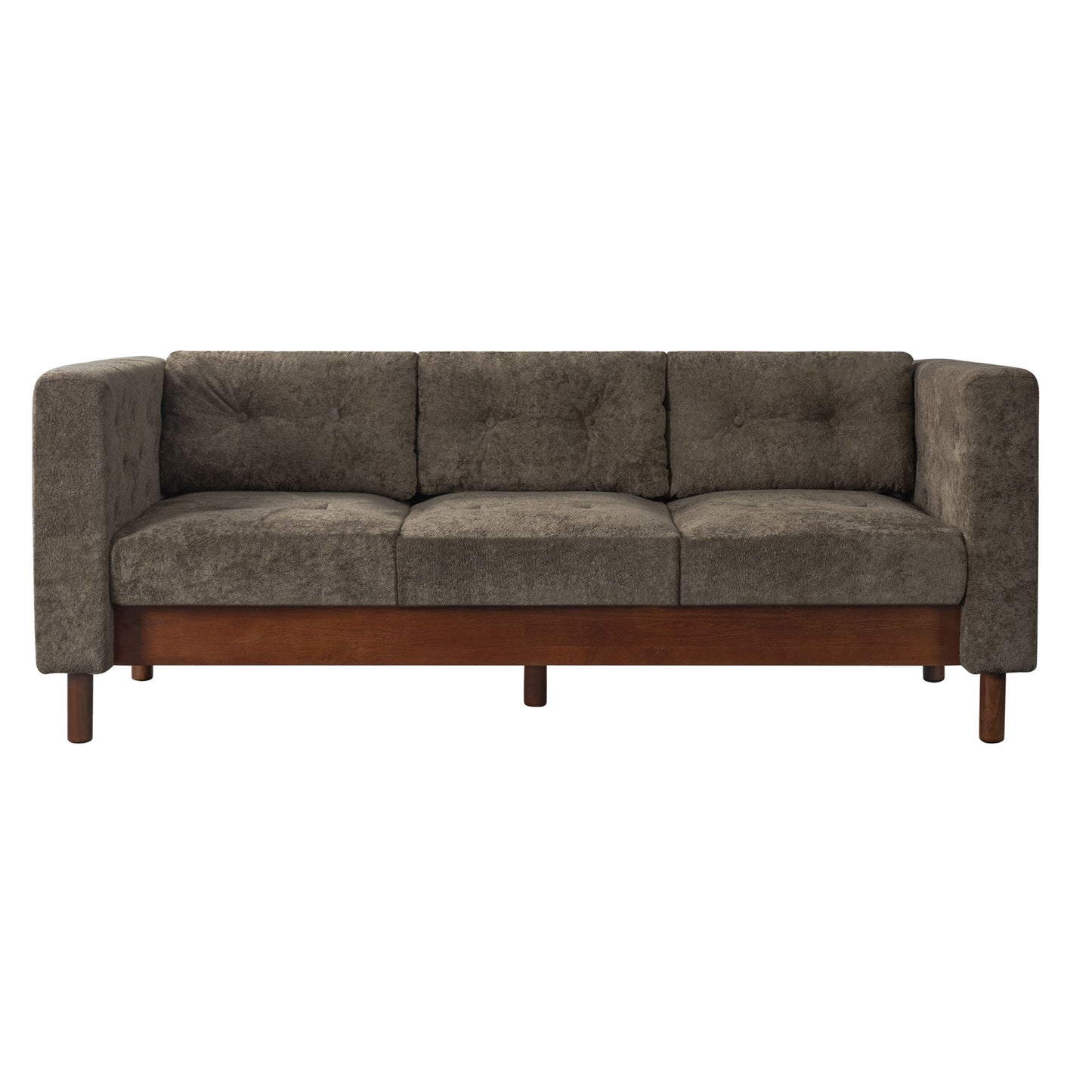 3 Seater Sofa With Square Arms, Tufted Pillow Back For Living Room