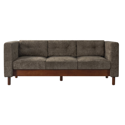 3 Seater Sofa With Square Arms, Tufted Pillow Back For Living Room