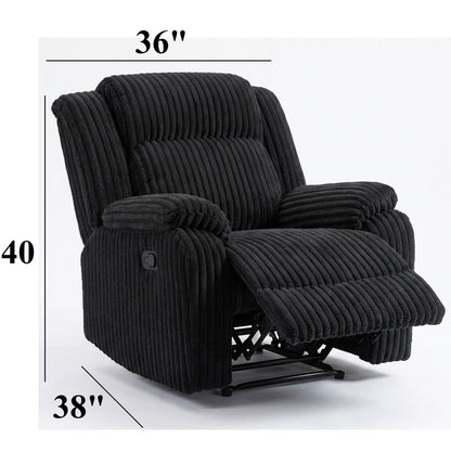Motion Recliner Chair With Plush Armrests For Living Room, Soft Seat - Black