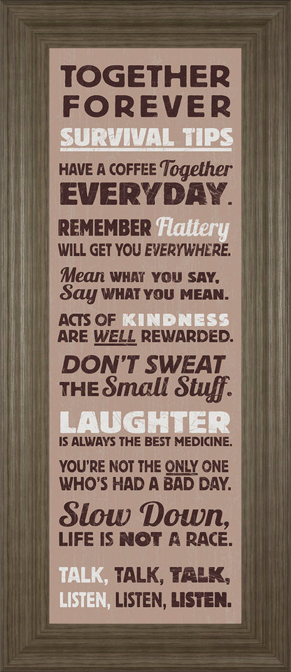 Survival Tips I By The Vintage Collection - Framed Print Wall Art - Light Brown