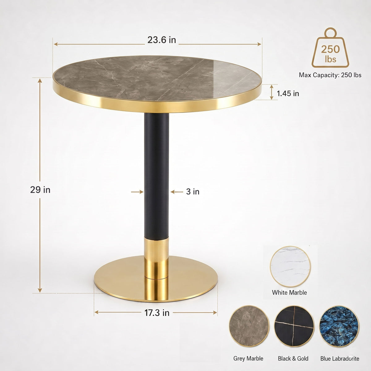Round Table For Kitchen - Black / Gray / Gold
