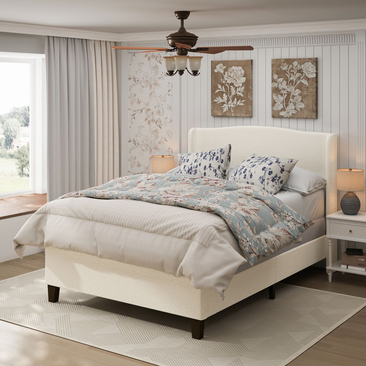 Platform Bed Frame With Tall Headboard And High Footboard