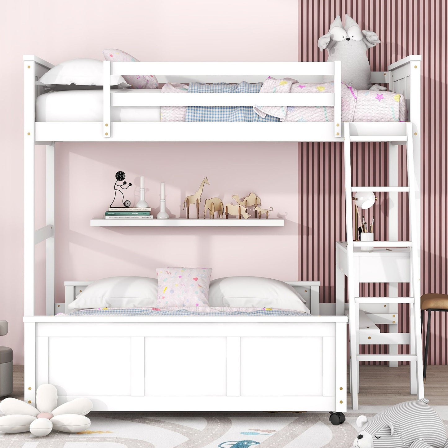 Full Over Full Bunk Bed With Desk