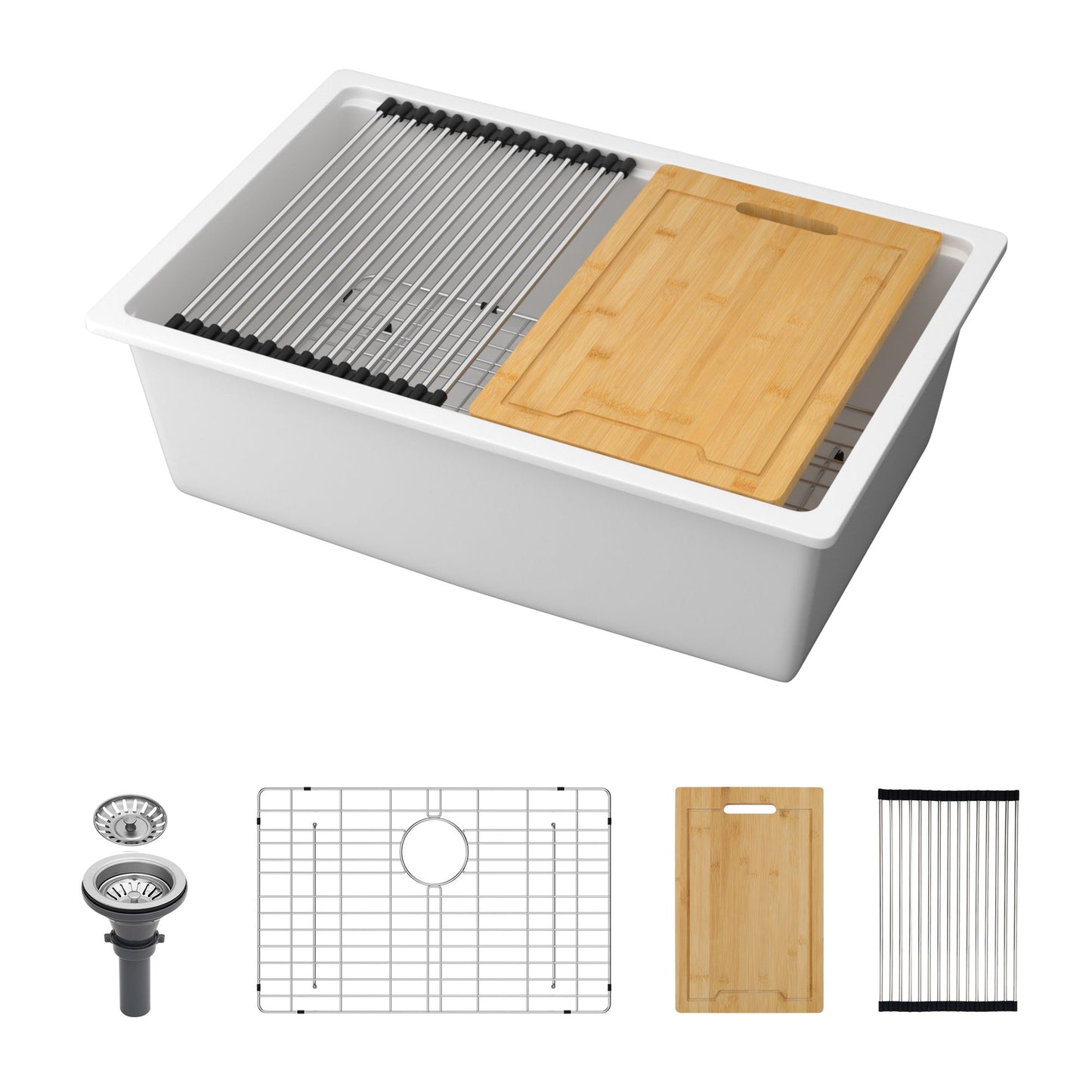 Quartz Kitchen Sink, Composite Workstation, Undermount