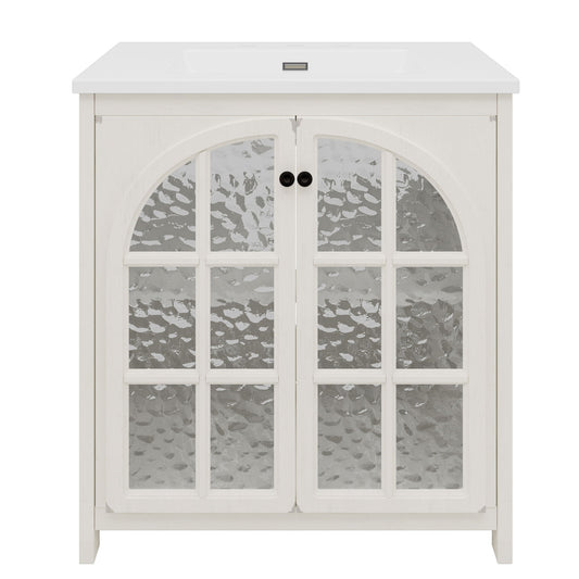 Vintage Farmhouse Bathroom Vanity With Ceramic Sink