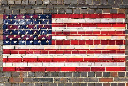 Usa Flag On Brick 2 By JG Studios (Framed) - Red
