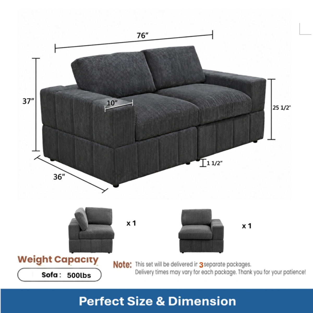 Oversized Modular Loveseat Set