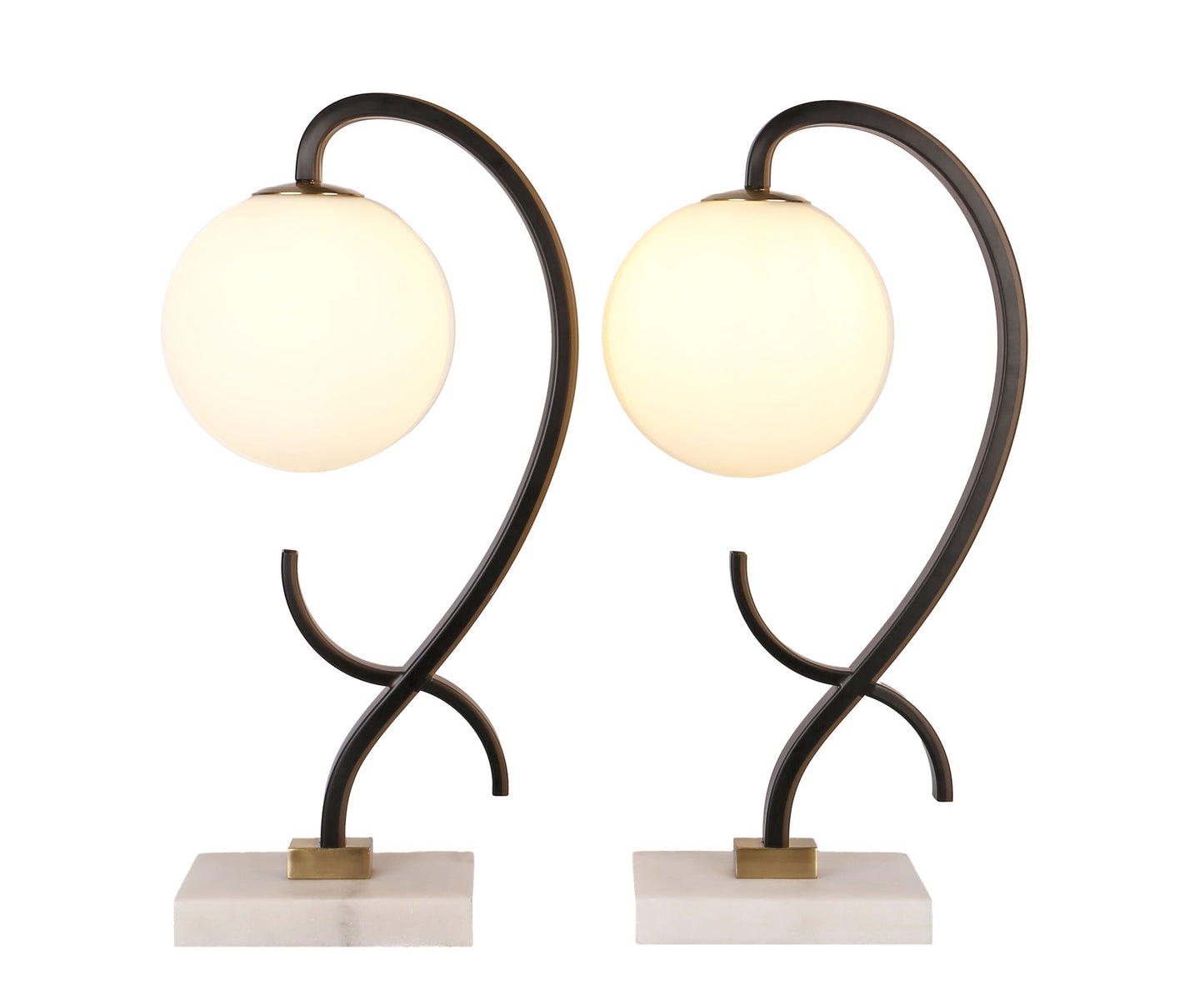 Lunar Loop Metal & Marble Accent Lamp (Set of 2) - Matte Black / White