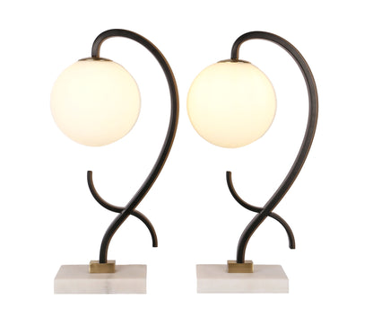 Lunar Loop Metal & Marble Accent Lamp (Set of 2) - Matte Black / White
