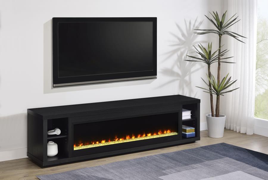 Deiter - 79" TV Stand Fireplace Media Console - Black