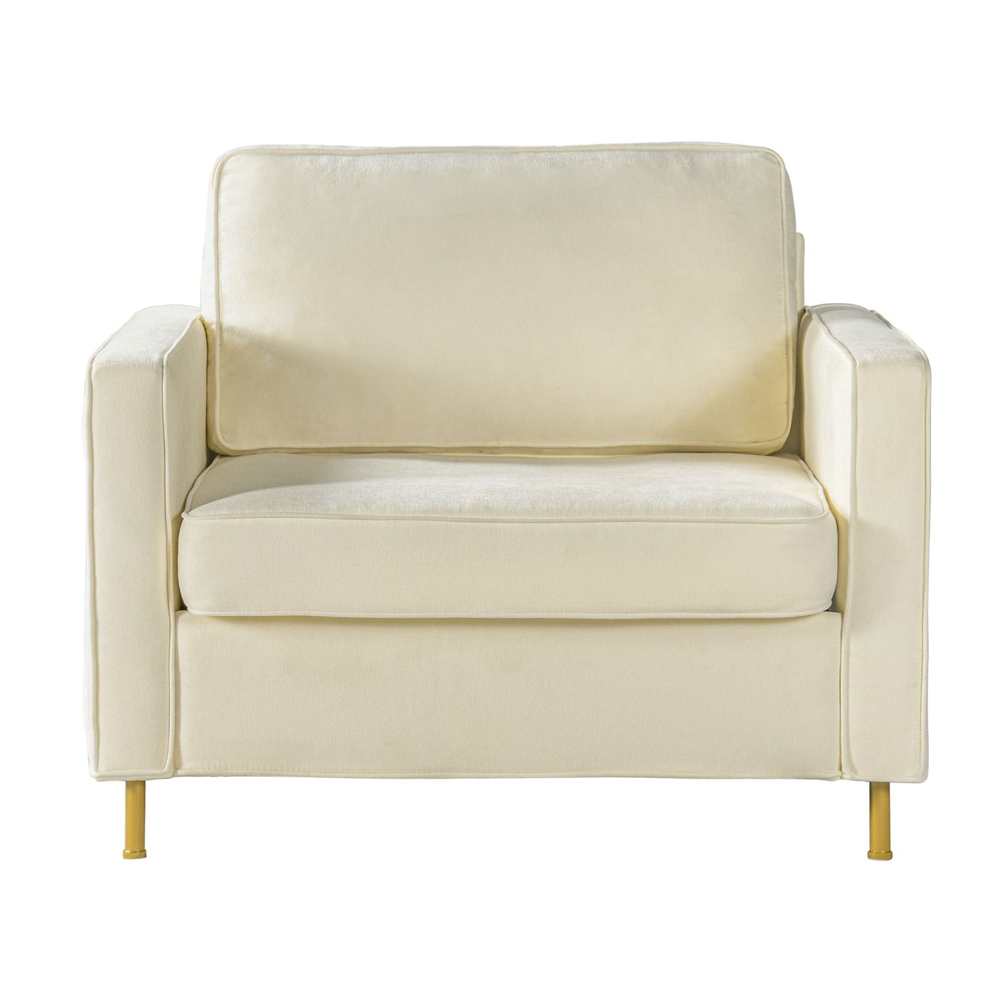 Accent Chair Upholstered Single Sofa With Square Arms, Sewn Pillow Back For Living Room
