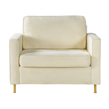 Accent Chair Upholstered Single Sofa With Square Arms, Sewn Pillow Back For Living Room