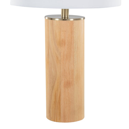 Cylinder - Ash Contemporary Table Lamp - Ash / Antique Brass / White