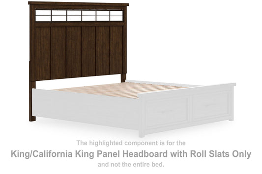 Taffenbrook - King/California King Panel Headboard With Roll Slats - Medium Brown