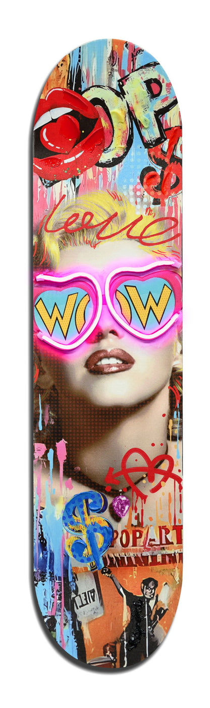Pop Neon Wow - 8" x 31" Framed Wall Art - Red