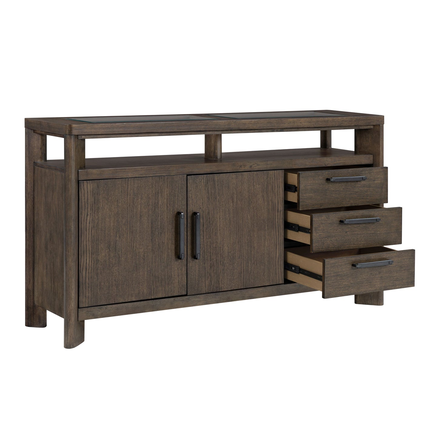 Side Server With Glass Inlay - Dark Oak