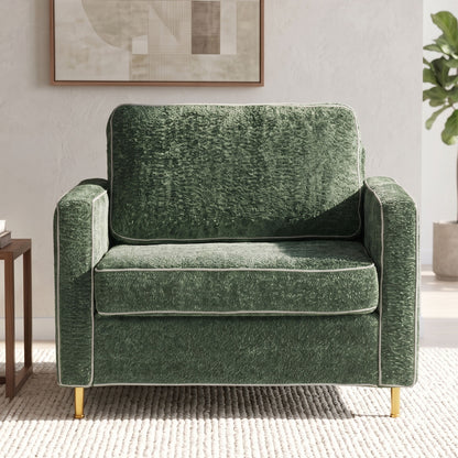 Accent Chair Upholstered Single Sofa With Square Arms, Sewn Pillow Back For Living Room