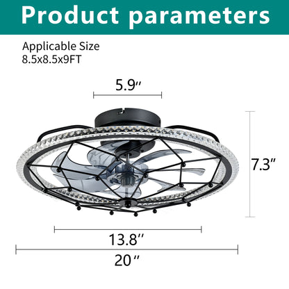 Ceiling Fan With Light And Remote Control, 6 Speeds, 3 Color Options - Matte Black