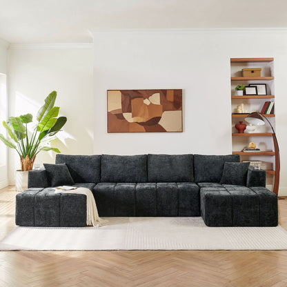 U - Shaped Sectional Sofa, Cup Holders & Side Pockets For Living Room