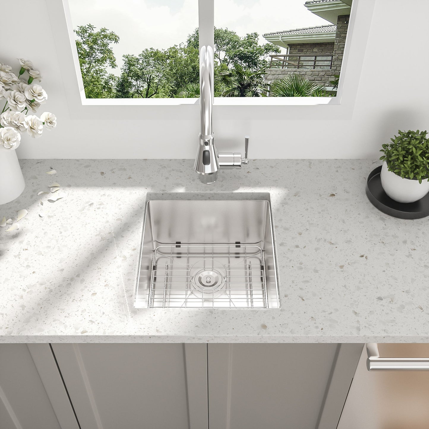 Modern Undermount Stainless Steel Kitchen Sink 16 Gauge, Deep Single Bowl