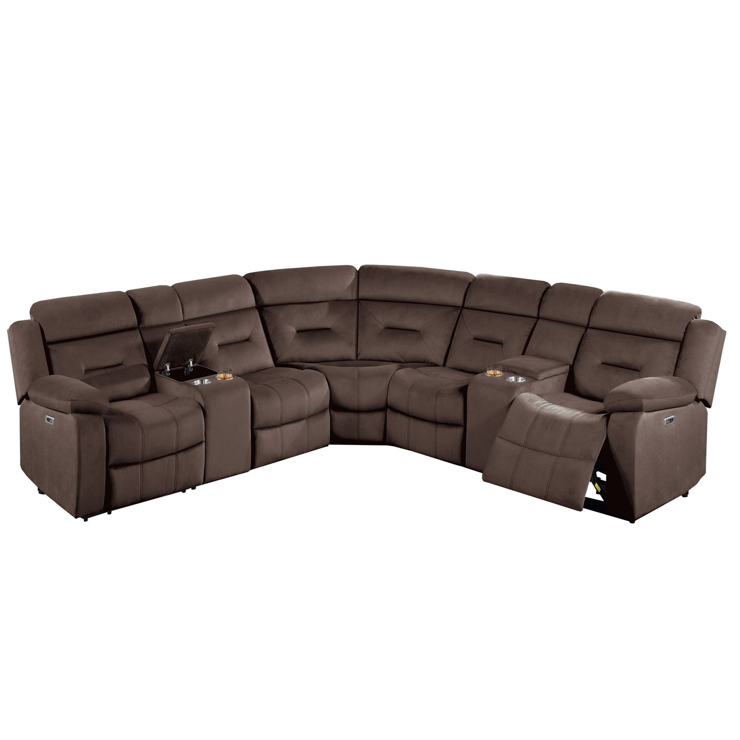 Power Reclining Sectional Set With Console Cup Holders