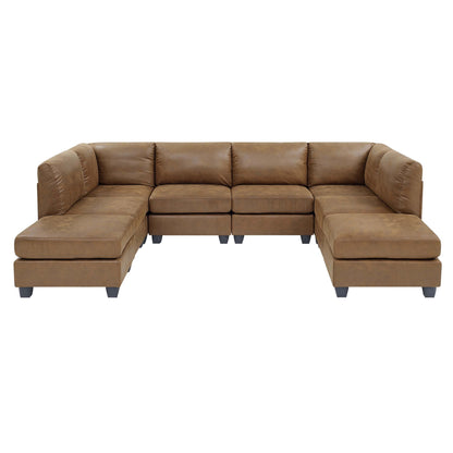 Modular Sectional, Customizable Layout, Removable Cushions - Brown