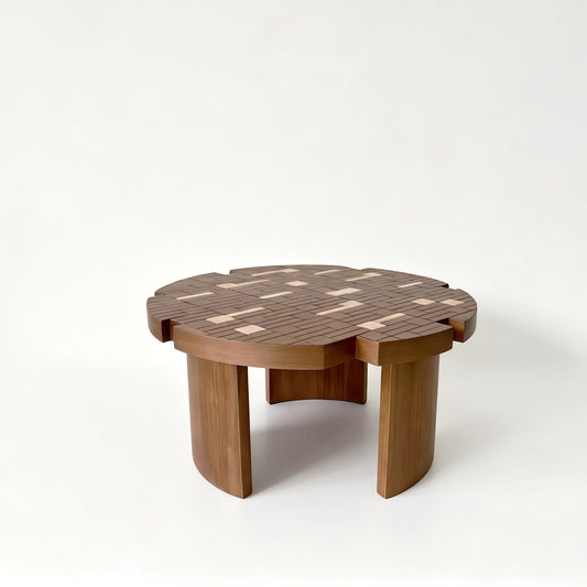 Round End Table For Living Room - Brown / Yellow